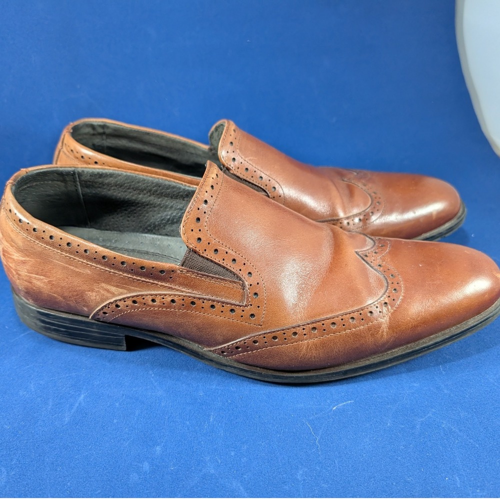 Stacy Adams Leather Loafers Dress Shoes‎ Wingtip Slip On Brown 9M